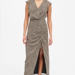 Banana Republic Leopard Print Ruched Maxi Dress